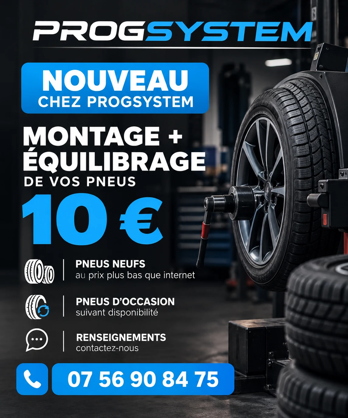 Montage et équilibrage de pneus chez PROGSYSTEM